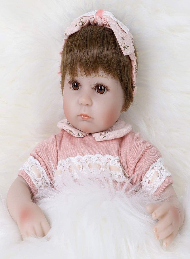 ENADOLL Reborn Baby Doll Realistic Silicone Vinyl Cute Headband Baby 16 inch Weighted Soft Body Lifelike Doll Gift Set for Ages 3+(Cute Headband) - Image 3